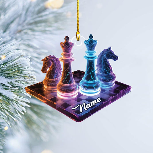 Personalized Name Chess Ornament Gift for Men Women Chess Team Player N26