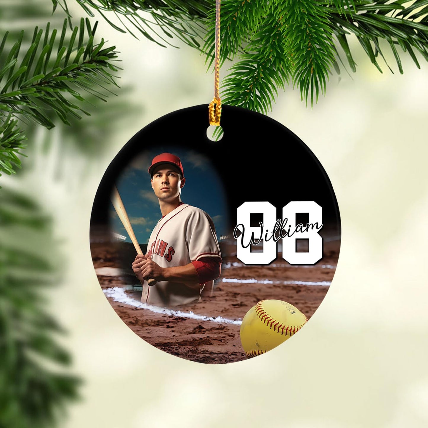 Personalized Softball Ornament – Custom Sports Christmas Tree C22