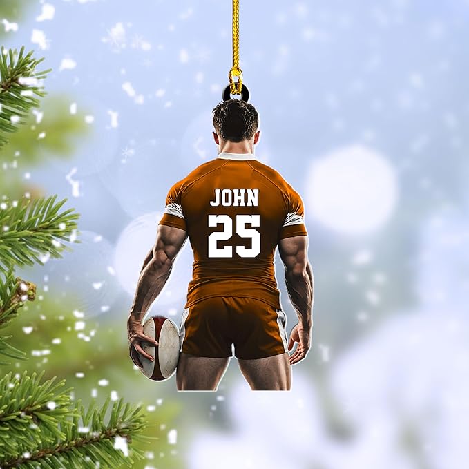 Personalized Rugby Player Christmas Gift for Sports Lovers - Rugby Ornament LL5