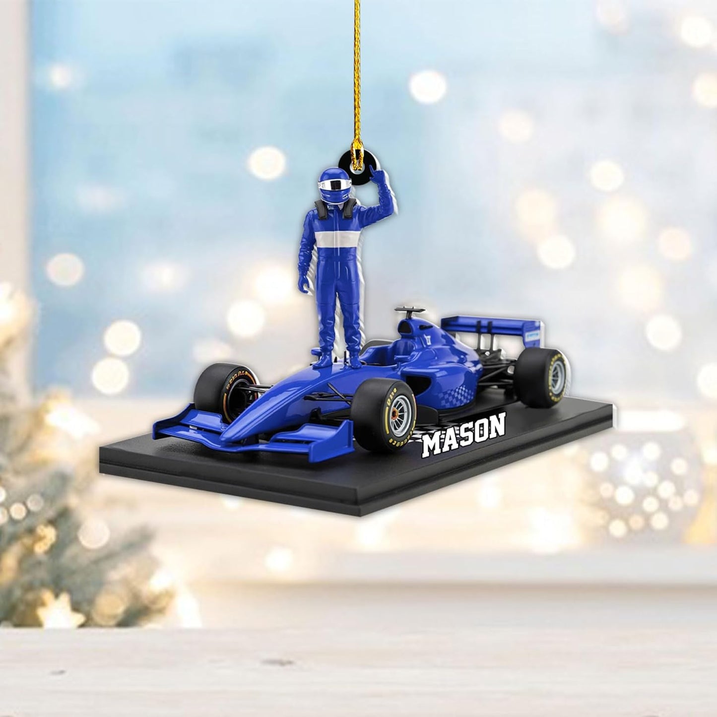 Custom Race Car Christmas Ornament – Personalized Acrylic Racing Car Decoration, Motorsport Gift for Drivers TR7