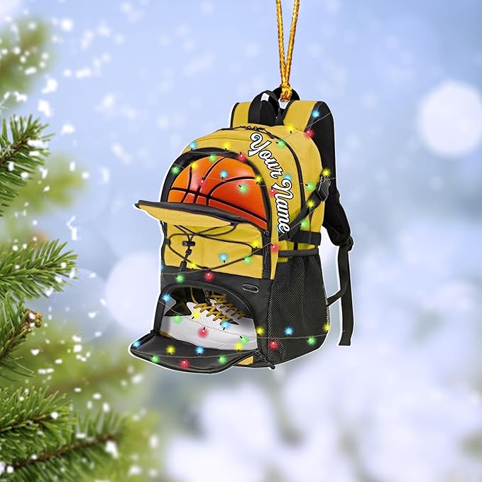 Personalized Basketball Christmas Ornament – Custom Name Acrylic Ornament, Sports Holiday Decoration, Basketball Player Gift N24