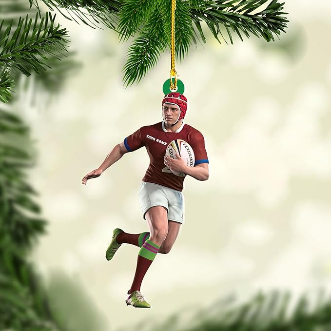 Custom Rugby Player Christmas Gift for Sports Lovers - Rugby Ornament LL23