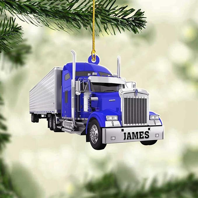 Personalized Semi Truck Christmas Decor - Truck Driver Ornament Gift