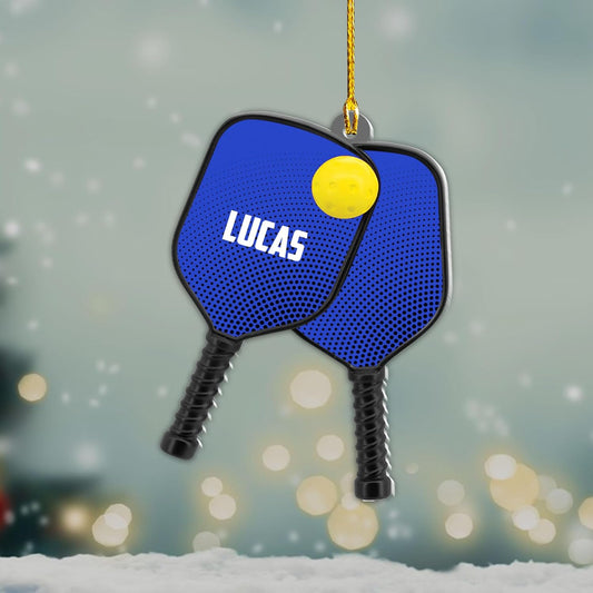 Custom Name Pickleball Ornament – Paddle and Ball Christmas Ornament Style 4