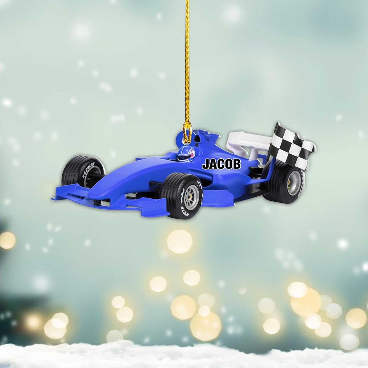 Personalized Racing Car Christmas Ornament – Custom Name Acrylic Race Car Ornament, Driver Gift, Motorsport Holiday Decoration, Car Lover Keepsake TR2