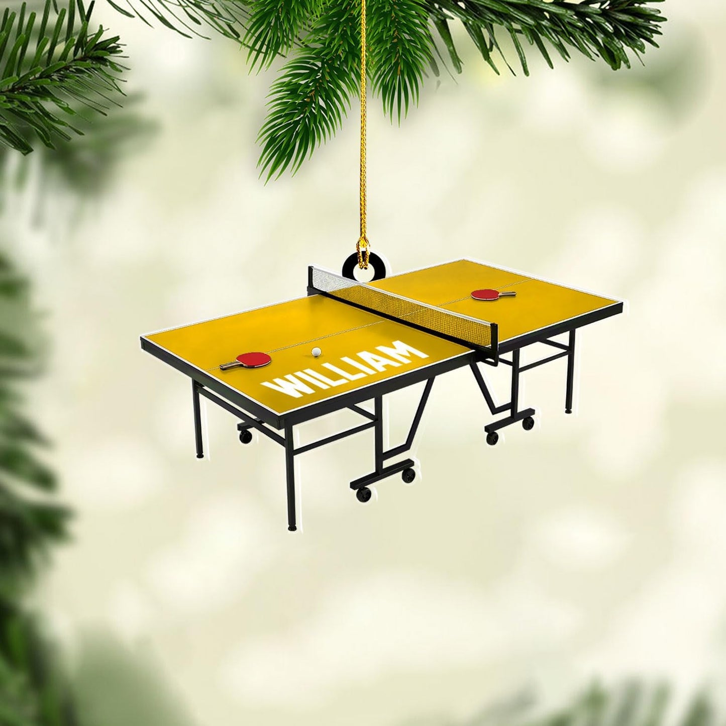 Personalized Ping Pong Christmas Ornament – Custom Name Acrylic 2D Flat Table Tennis Ornament, Holiday Decoration, Gift for Table Tennis Players TT2