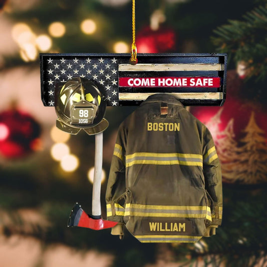 Personalized Firefighter Uniform Christmas Ornament Style 1