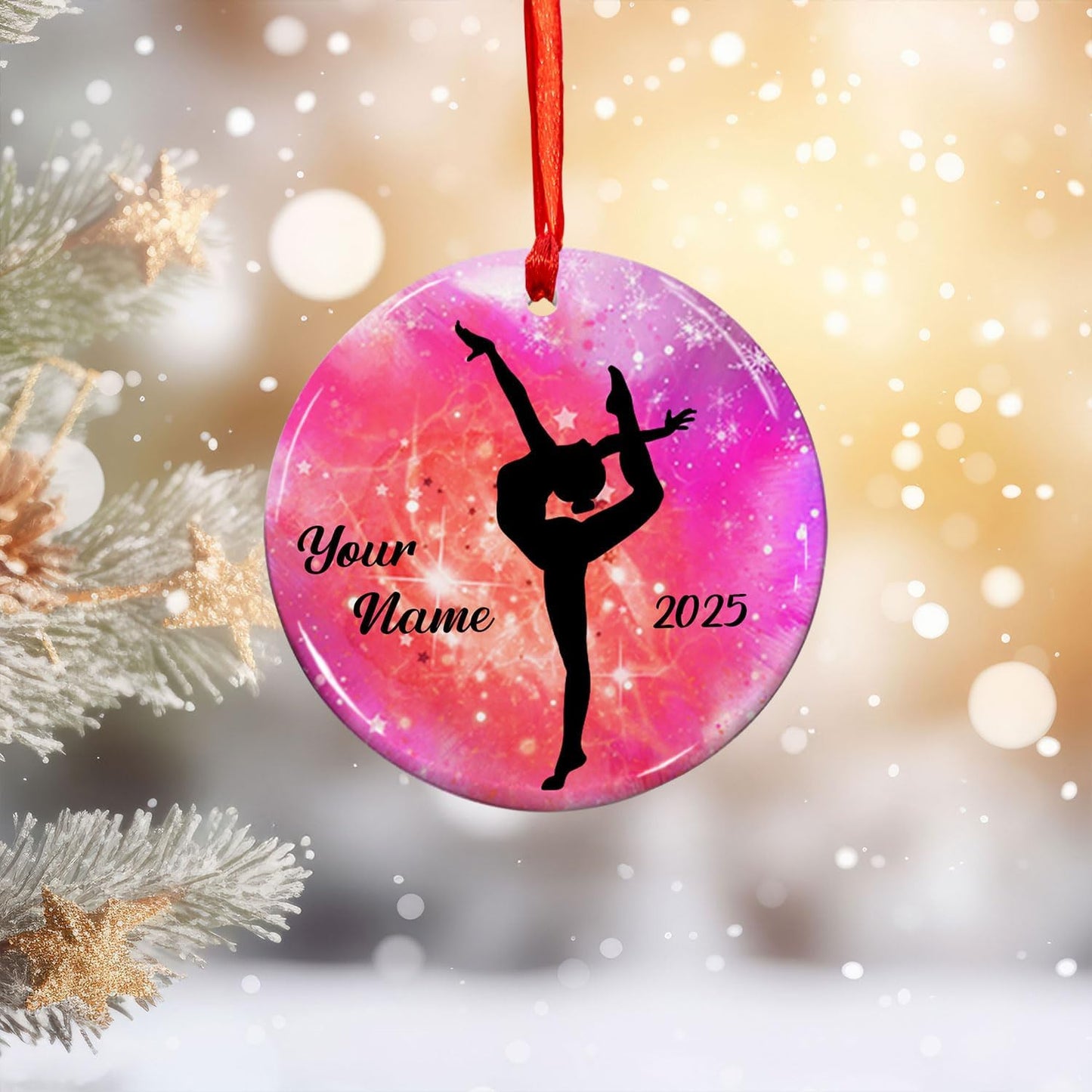 Personalized Name Gymnastics Ornament 2025, Girl Gymnast Ornaments, Wood Ornament for Xmas C07