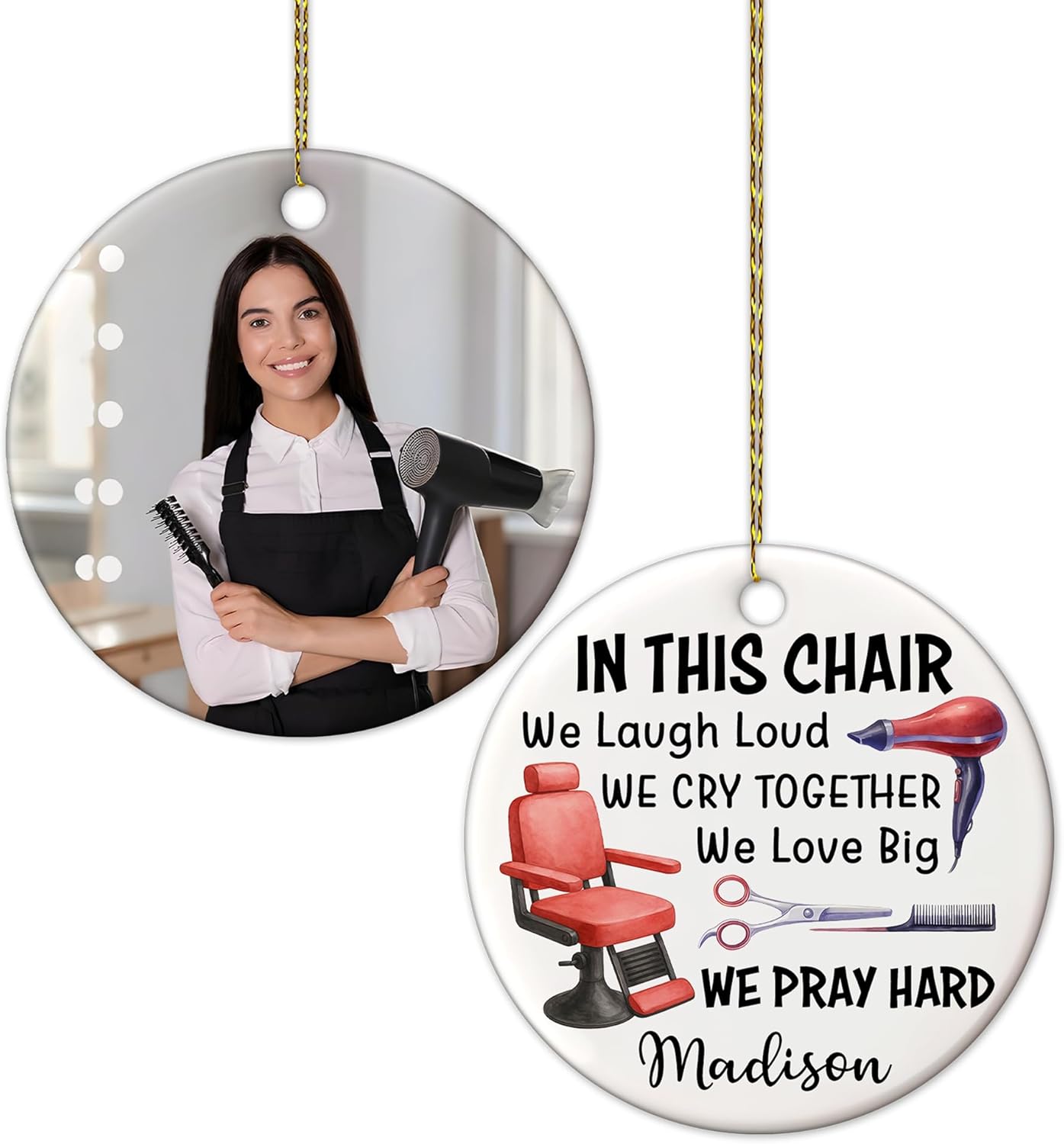 Personalized Hair Stylist Ornament – Custom Name Hairdresser Christmas Ornament Style 23