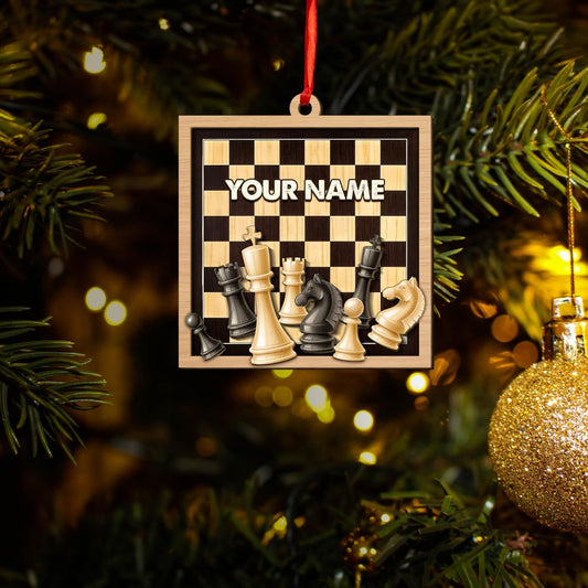 Personalized Name Chess Ornament Gift for Men Women Chess Team Player N08