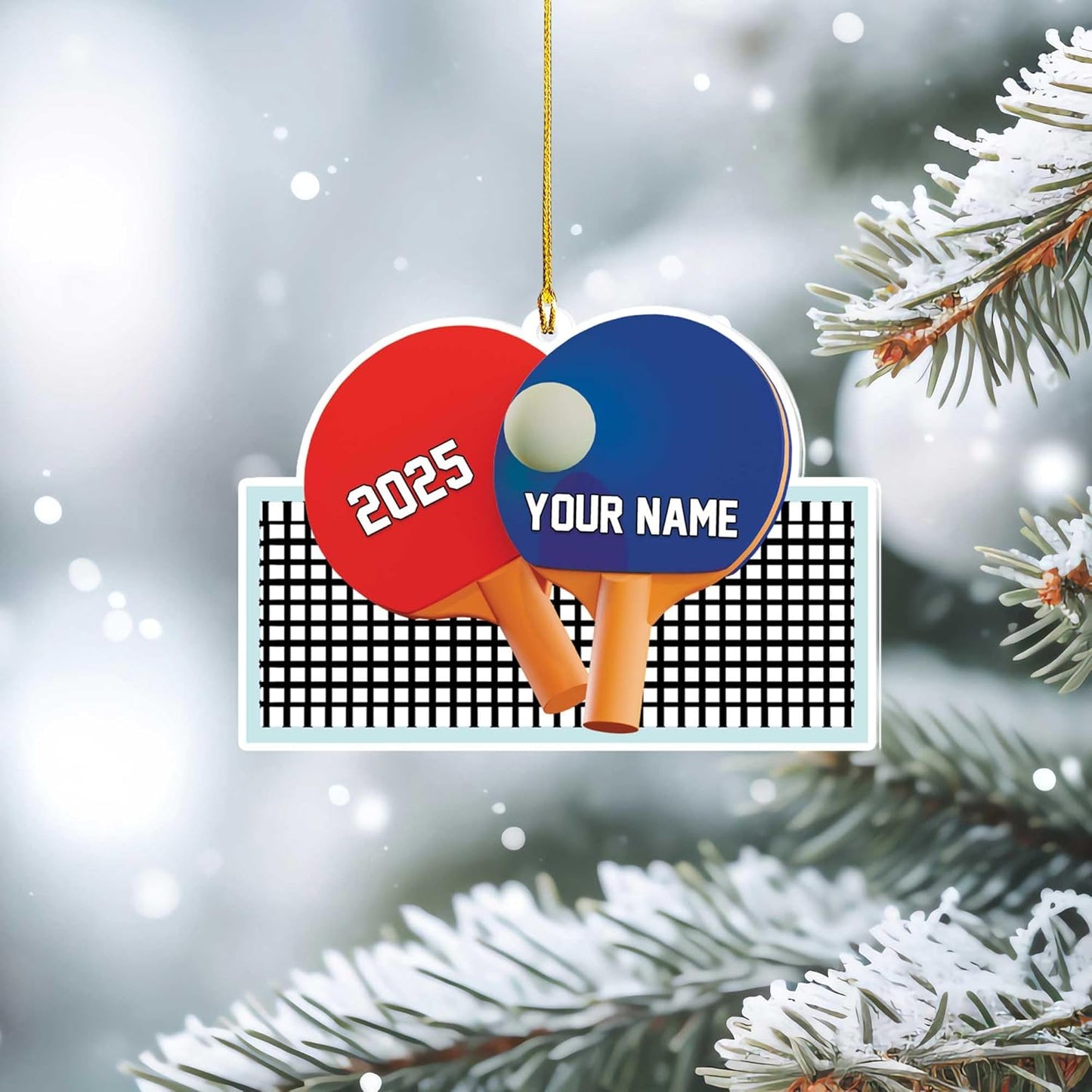 Custom Table Tennis Ornament – Personalized Acrylic 2D Flat Ping Pong Christmas Gift for Athletes TT14