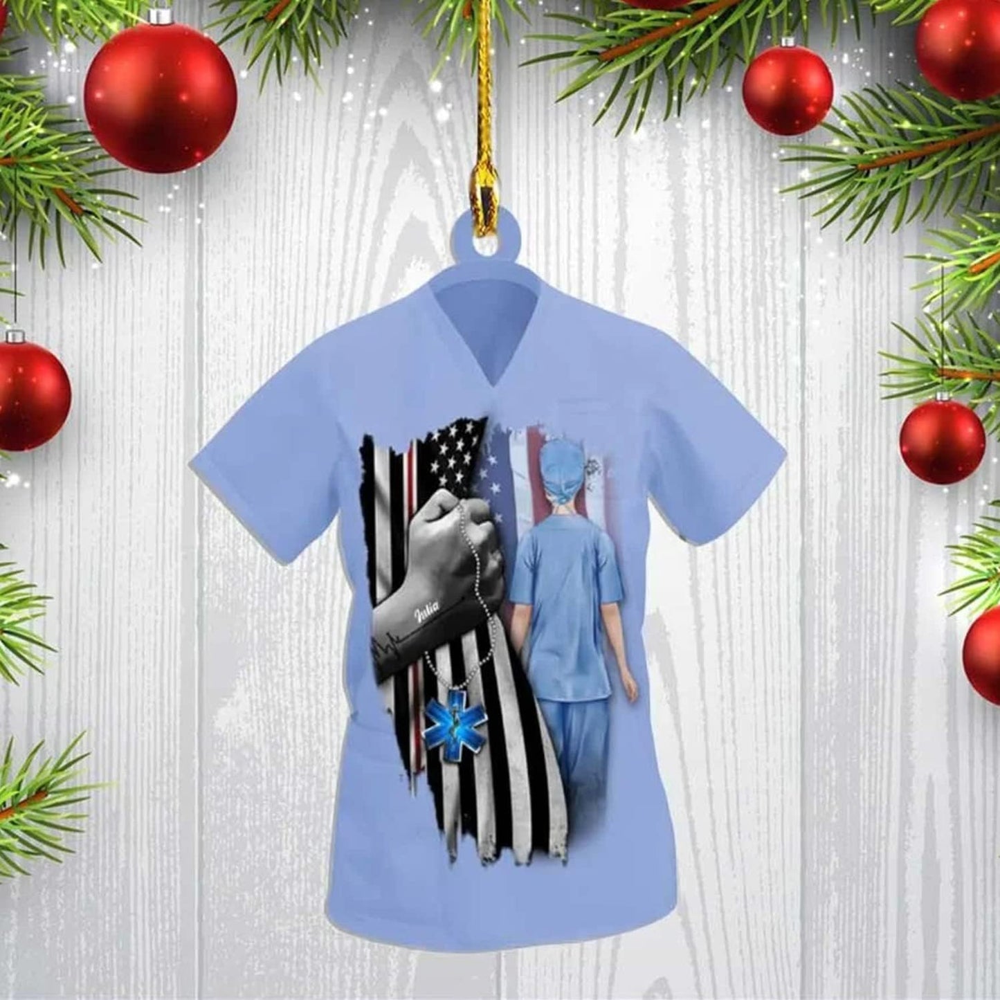 Custom Nurse Uniform Ornament - Nurse Christmas Ornament Design 14