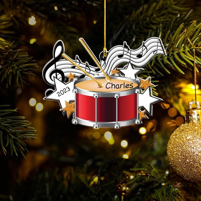 Custom Drum Set Ornament - Acrylic Christmas Gift for Drummers & Music Lovers LL14