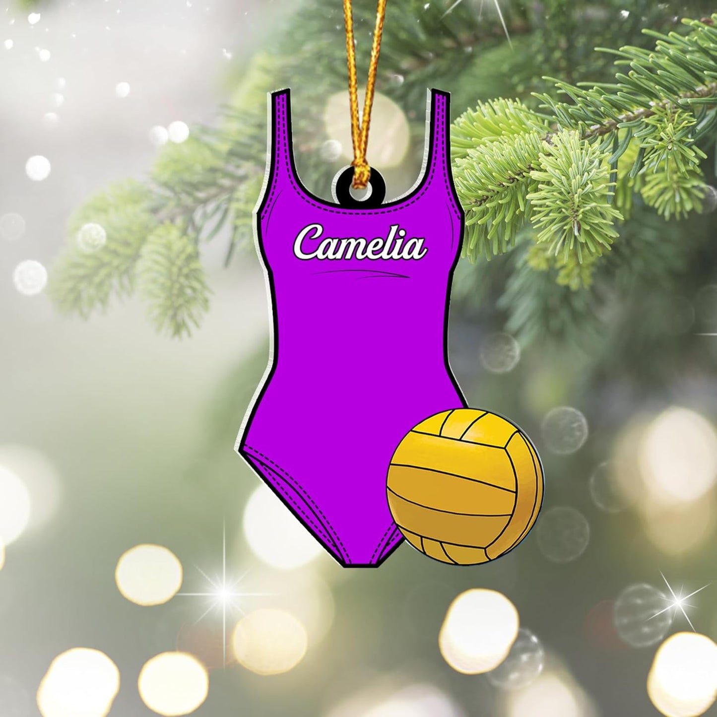 Personalized Water Polo Christmas Ornament – Custom Name Acrylic Water Polo Ball Ornament, Sport Holiday Tree Decoration TW14