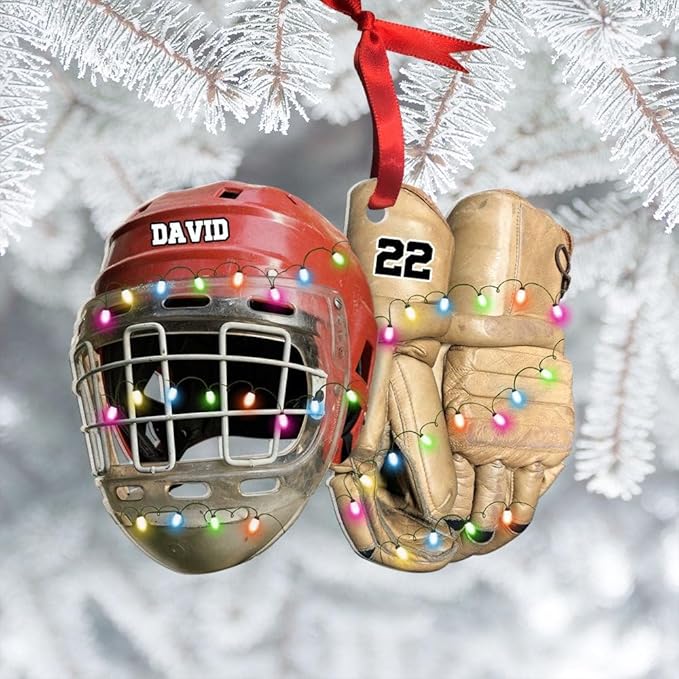 Personalized ice Hockey Ornament N03