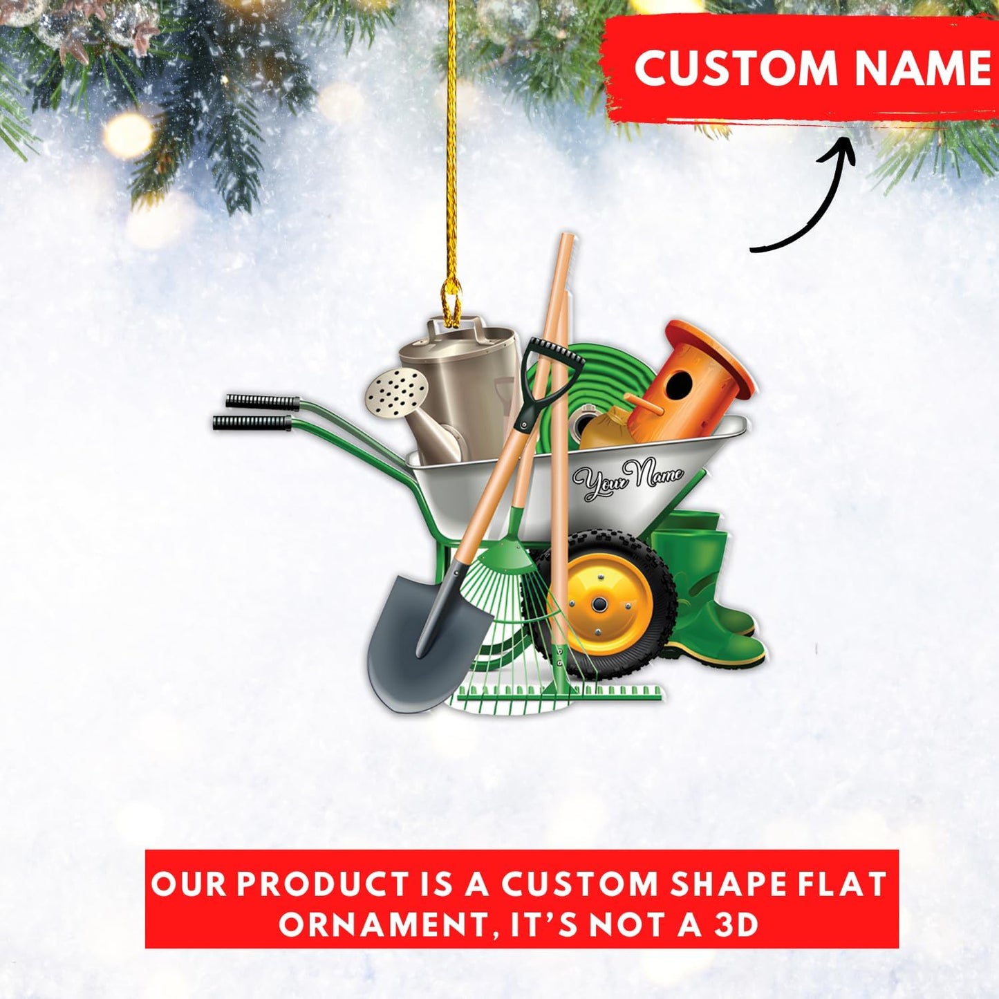Custom Name Garden Equipment Ornament | Gardener Christmas Tree Decor Gift for Plant & Nature Lovers TG80