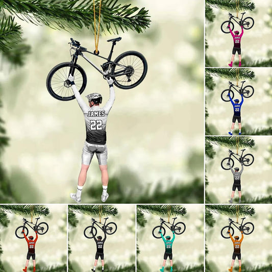 Personalized Cycling Ornament – Custom Name Acrylic Bicycle Ornament, Unique Gift for Cyclists & Bike Lovers 2025 TC12