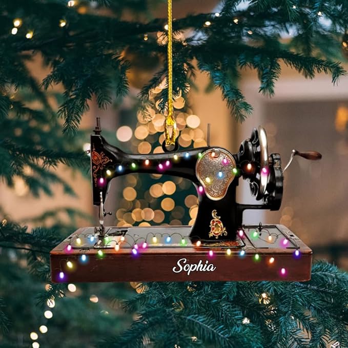 Personalized Sewing Machine Ornament - Custom Christmas Gift for Sewing Lovers LL13