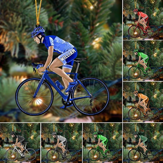 Custom Bicycle Christmas Ornament – Personalized Acrylic Cycling Ornament, Gift for Bike Riders and Cyclists TB12