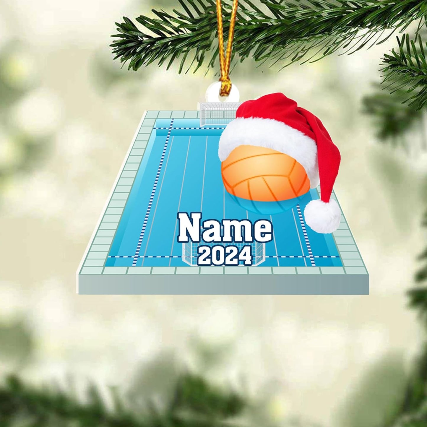 Custom Name Water Polo Ball Christmas Ornament – Personalized Polo Ornament, Sport Holiday Tree Decoration, Gift for Water Polo Players TW06