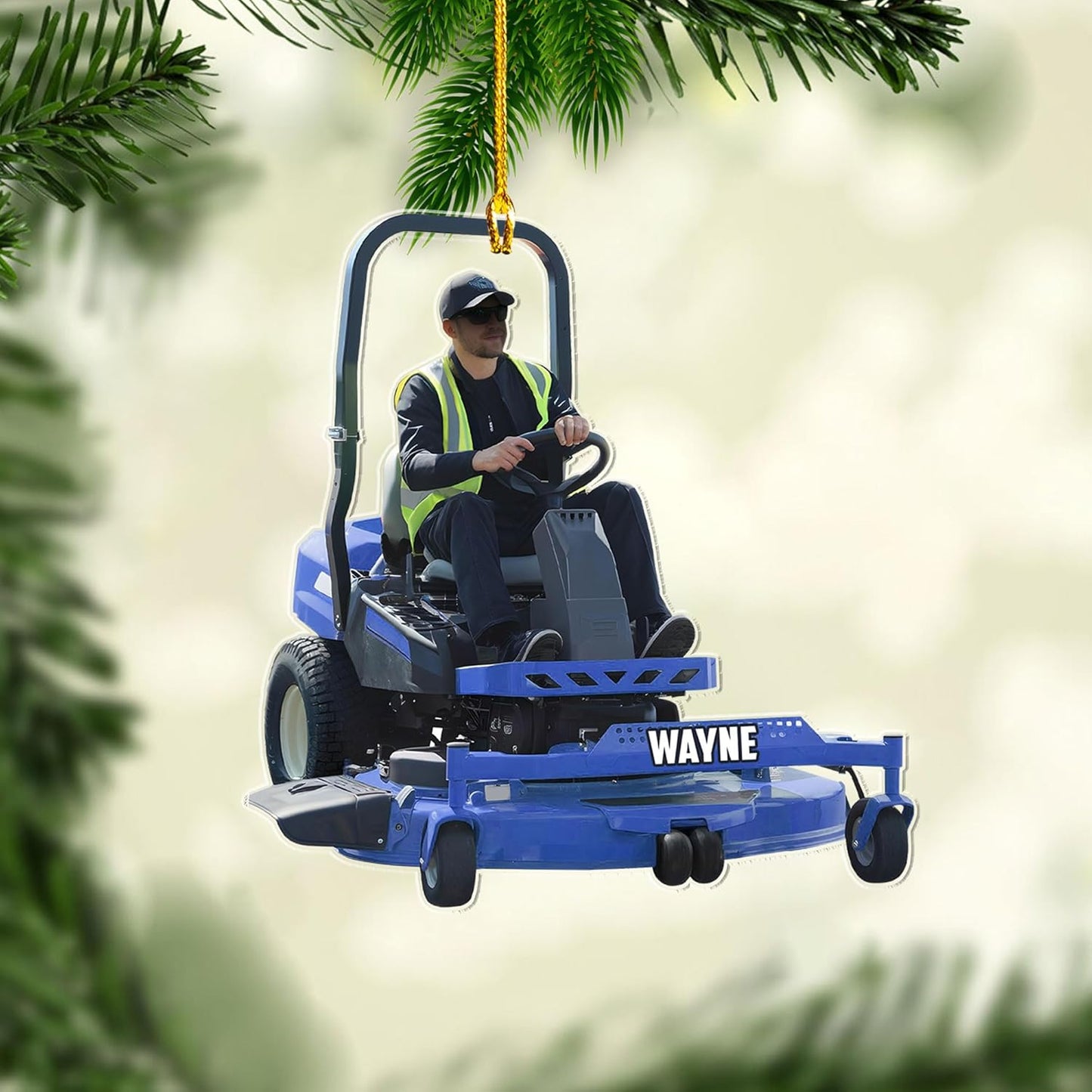 Custom Photo Lawn Mower Christmas Ornament | Personalized Gardening Holiday Keepsake Gift for Gardeners & Lawn Care Workers TG67