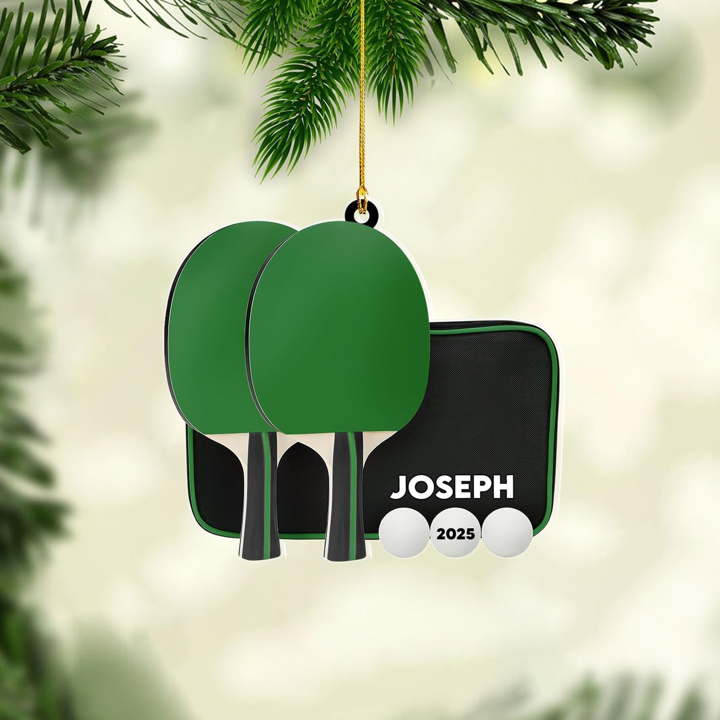 Custom Table Tennis Christmas Ornament – Personalized Ping Pong Player Gift, Acrylic 2D Flat Holiday Decoration, Unique Xmas Keepsake TT4