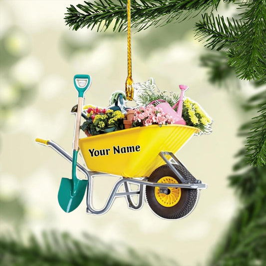Custom Gardening Ornament with Name – Garden Tools Acrylic Christmas Decor for Gardeners & Green Thumb Lovers TG43