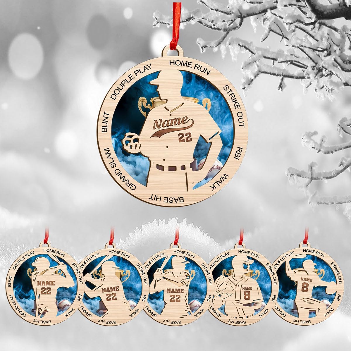 Personalized Softball Ornament – Custom Sports Christmas Tree C16