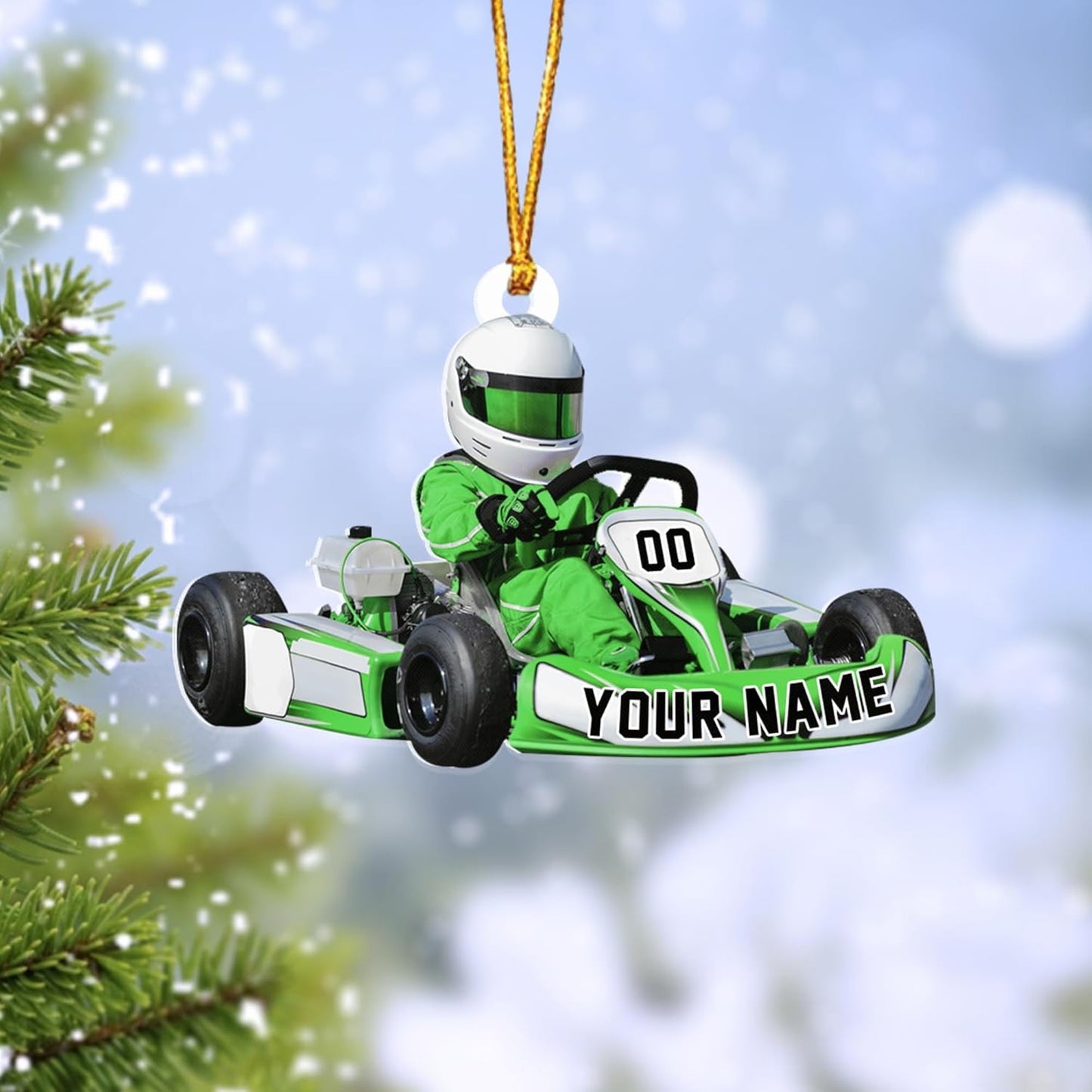 Personalized Racing Car Ornament – Custom Acrylic Drag Racing Christmas Decoration, Gift for Car Lovers and Drivers TR19