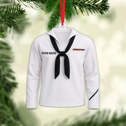 Personalized Sailor Ornament – Custom Captain Sailor Acrylic Ornament, Unique Sailing Glass Keepsake, Navy Captain Holiday Gift for Sailors TS12