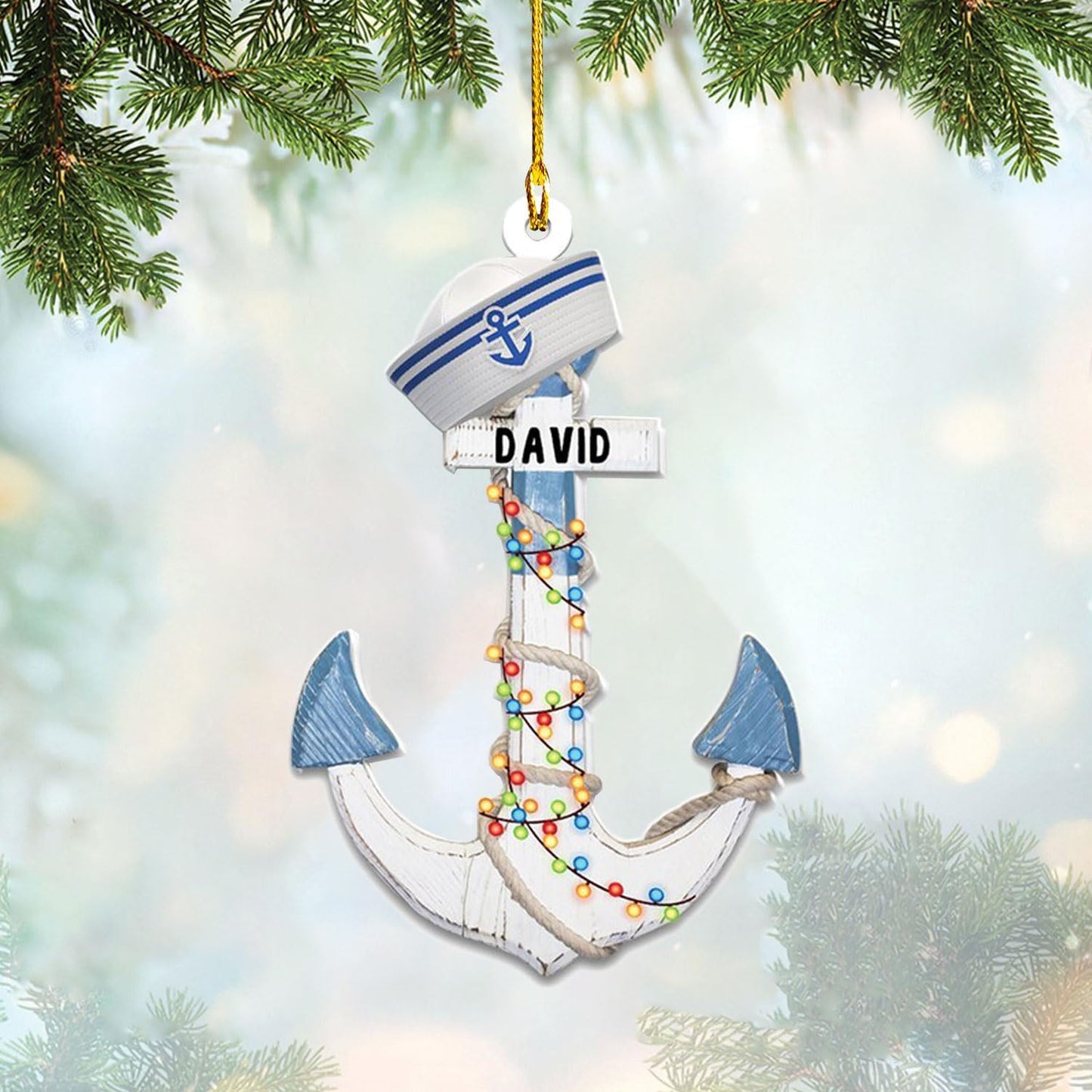 Custom Name Sailor Ornament – Personalized Captain Acrylic Sailing Ornament, Nautical Christmas Tree Decoration for Navy Lovers TS22