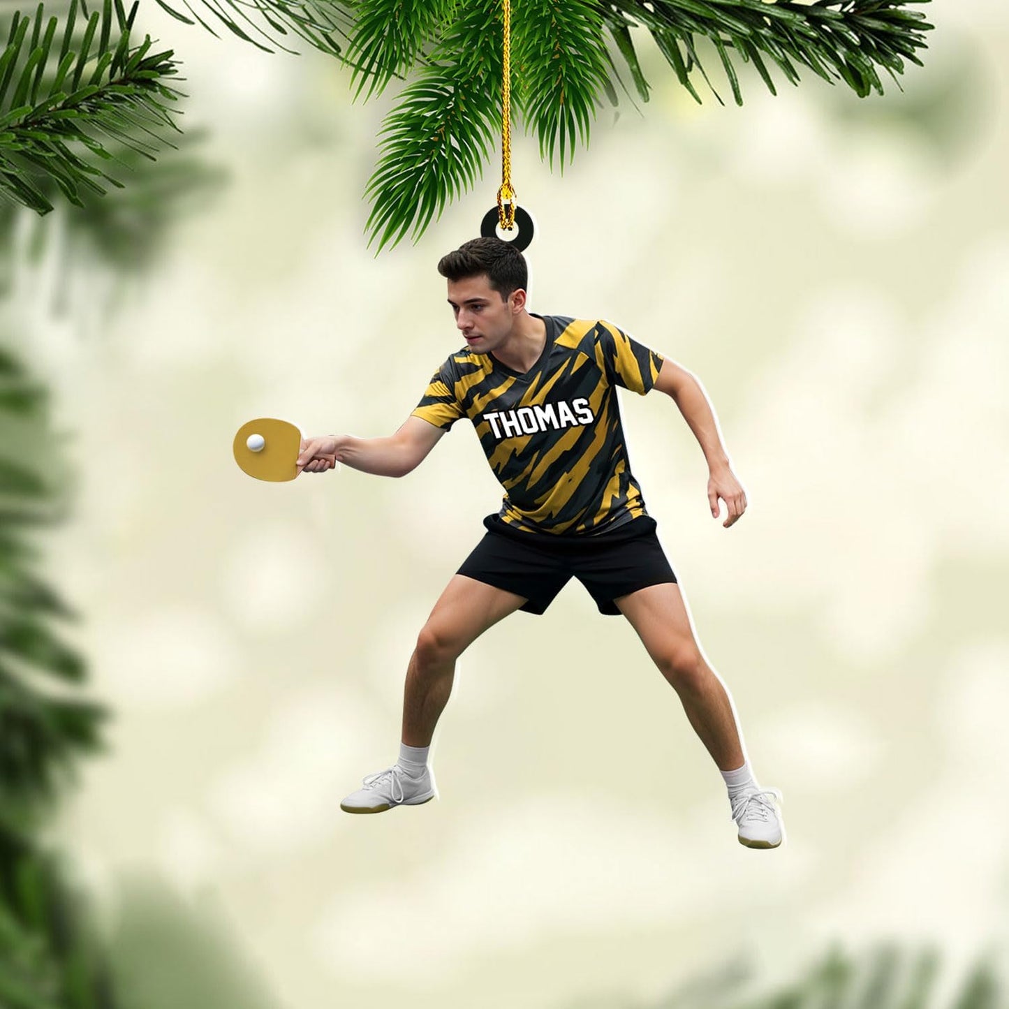 Personalized Ping Pong Ornament – Custom Acrylic 2D Flat Table Tennis Christmas Gift, Sport Holiday Tree Decoration TT8