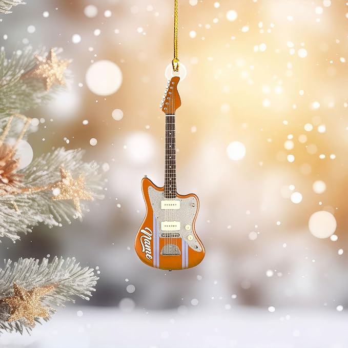 Custom Electric and Acoustic Guitar Christmas Ornament - Guitar Ornament Gift LL24