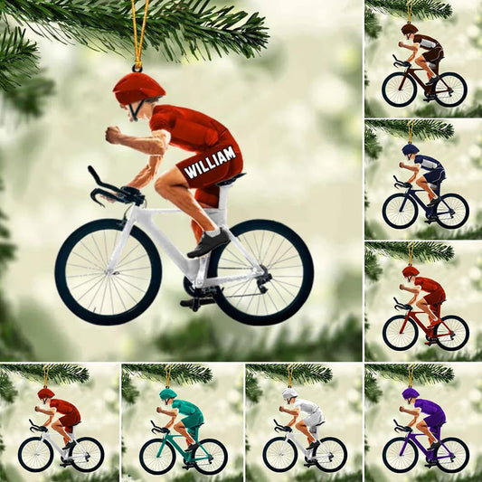 Personalized Cycling Ornament – Custom Name Acrylic Bicycle Ornament, Unique Gift for Cyclists & Bike Lovers 2025 TC1