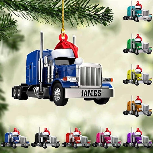 Personalized Semi Truck Christmas Decor - Truck Driver Ornament Gift L5