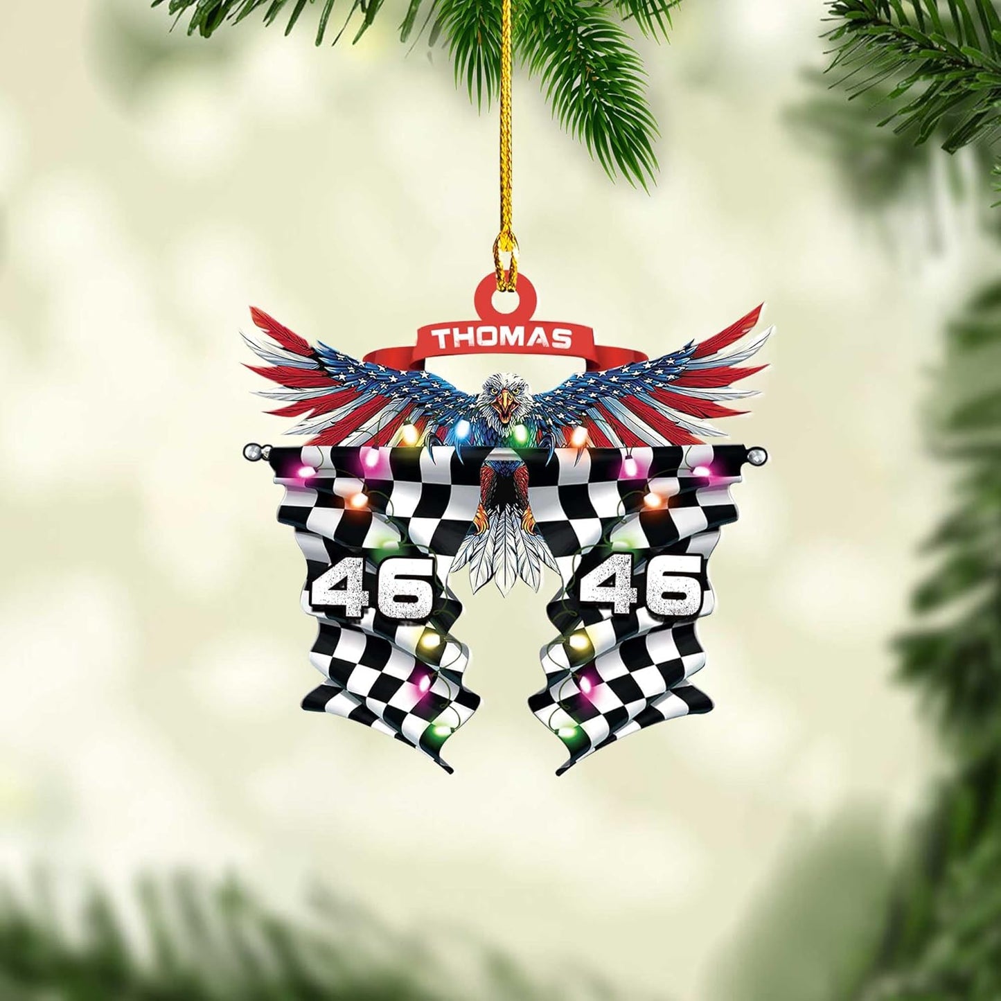 Personalized Racing Car Ornament – Custom Acrylic Drag Racing Christmas Decoration, Gift for Car Lovers and Drivers TR28