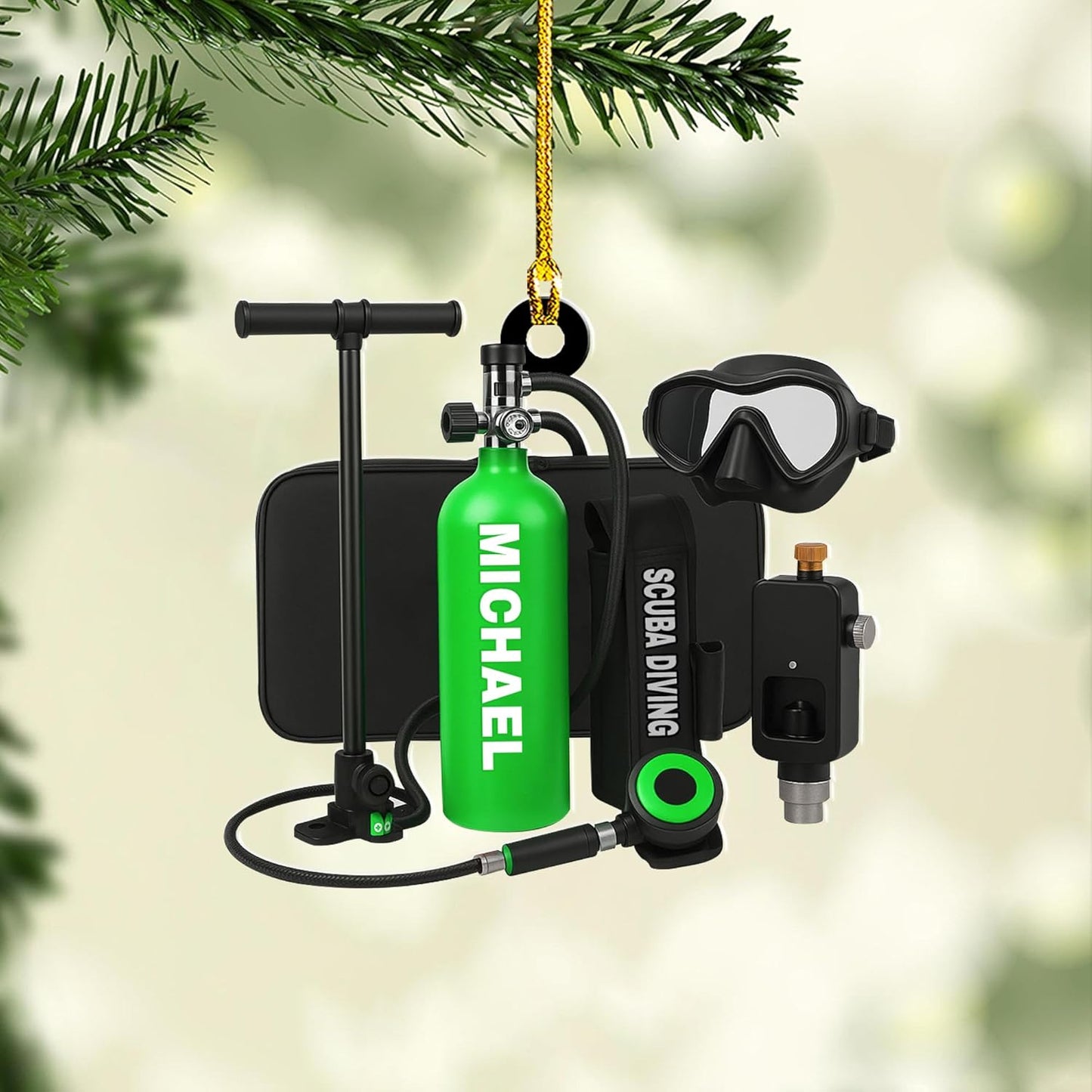 Custom Scuba Diver Ornament – Personalized Acrylic Christmas Tree Decoration, Gift for Divers and Swimmers TSD23