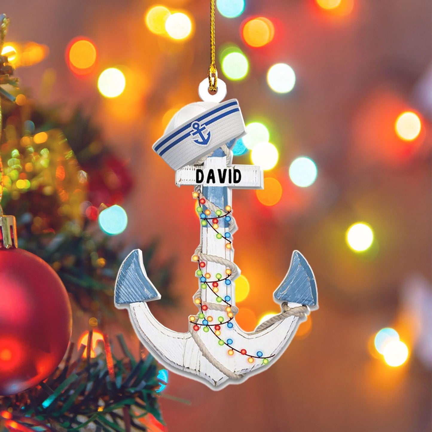 Custom Name Sailor Ornament – Personalized Captain Acrylic Sailing Ornament, Nautical Christmas Tree Decoration for Navy Lovers TS22
