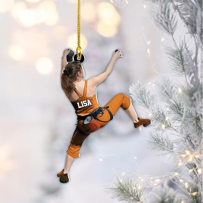Custom Climbing Ornament - Custom Rock Climber Christmas Gift for Mountaineers LL9