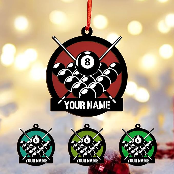 Personalized Billiards Ornament 2025, Billiards Christmas Ornaments N17