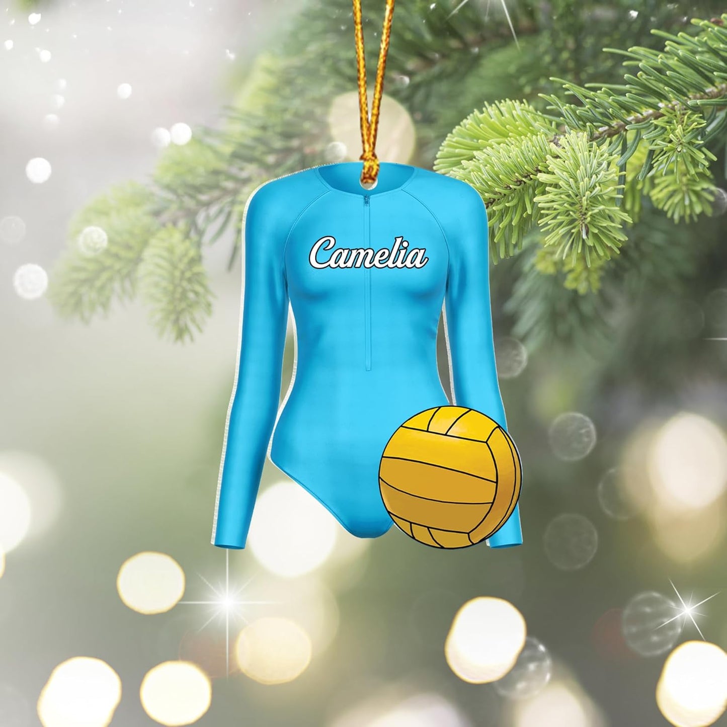 Custom Name Water Polo Christmas Ornament – Personalized Name And Number Water Polo Ornament, Sport Holiday Tree Decoration TW13