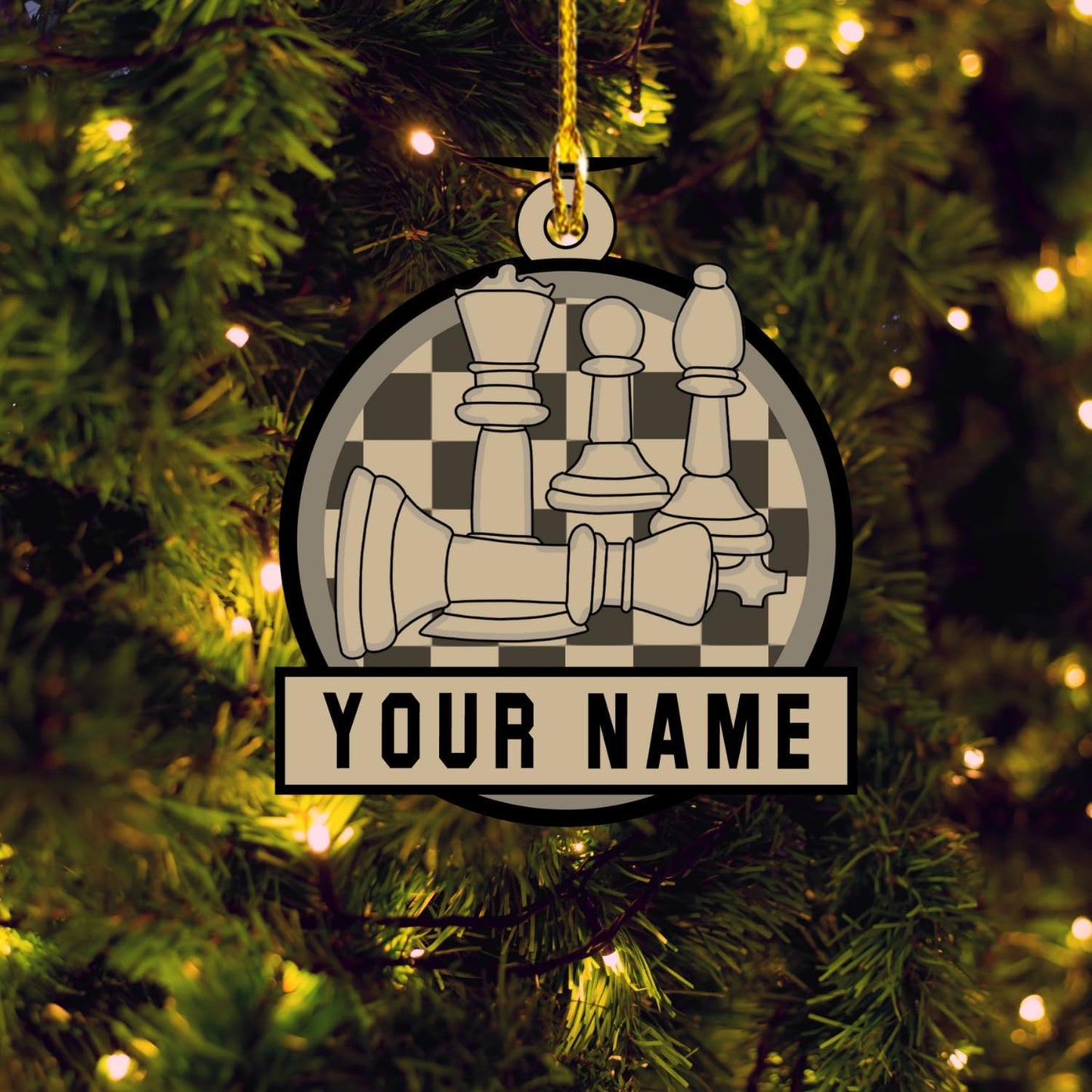 Personalized Name Chess Ornament Gift for Men Women Chess Team Player N05