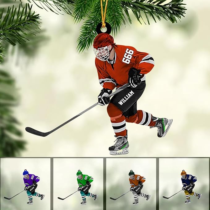 Personalized ice Hockey Ornament N07
