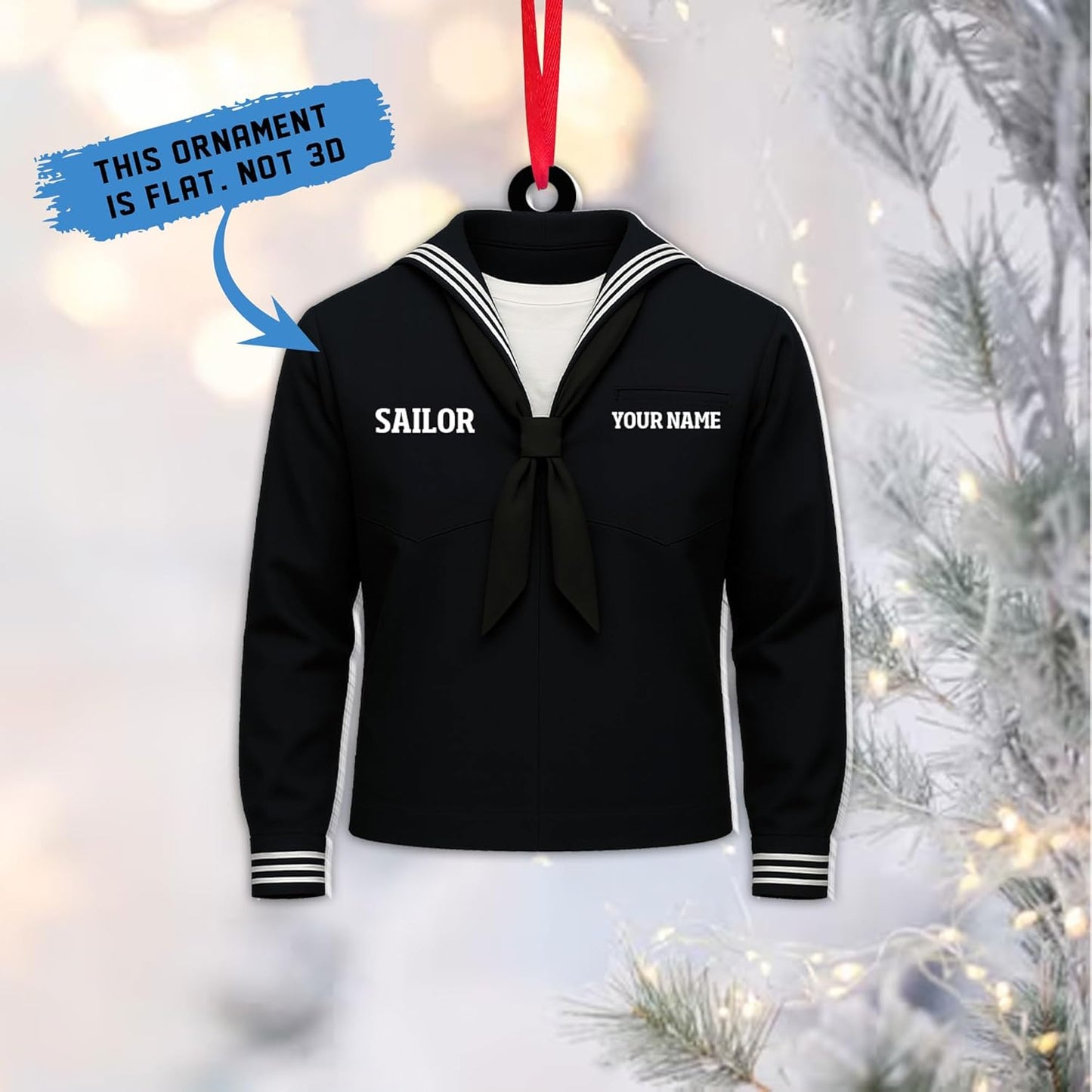 Personalized Sailor Ornament – Custom Captain Sailor Acrylic Ornament, Unique Sailing Glass Keepsake, Navy Captain Holiday Gift for Sailors TS13