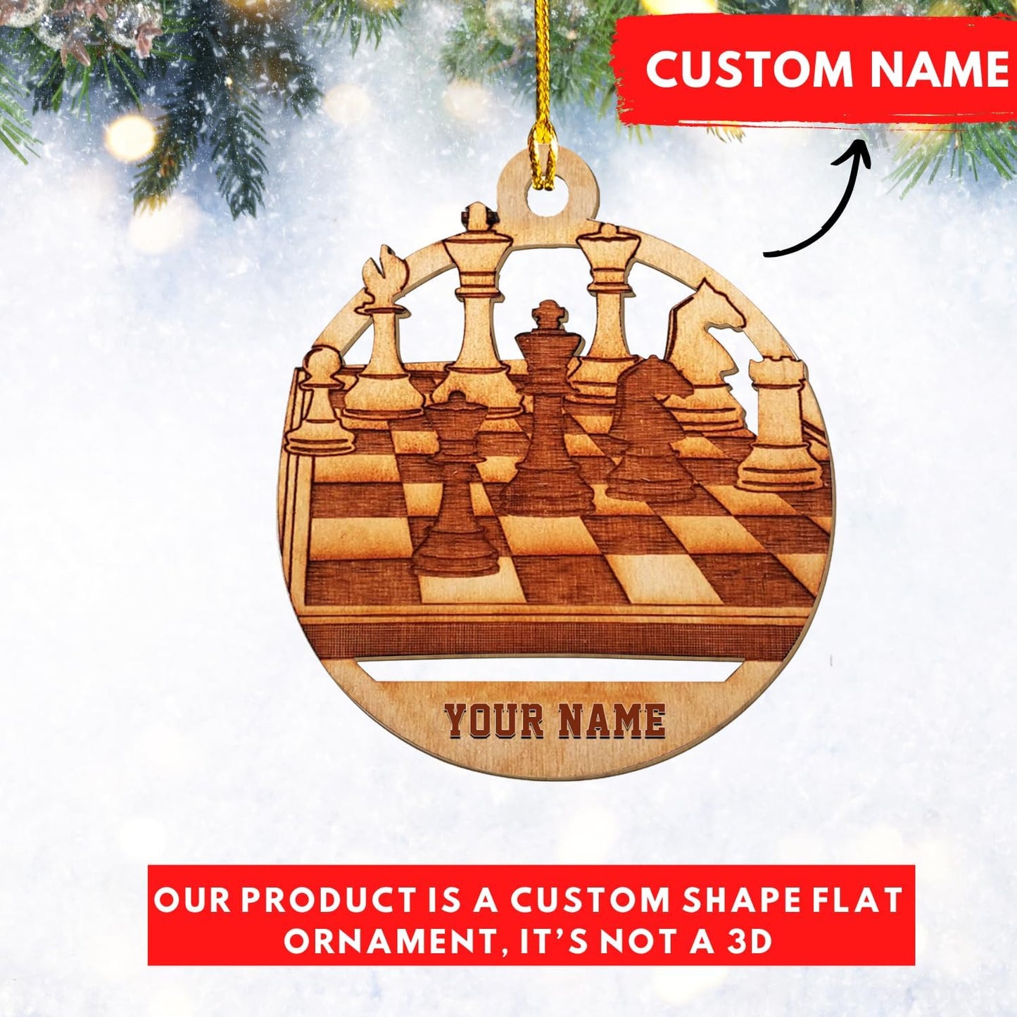 Personalized Name Chess Ornament Gift for Men Women Chess Team Player N04