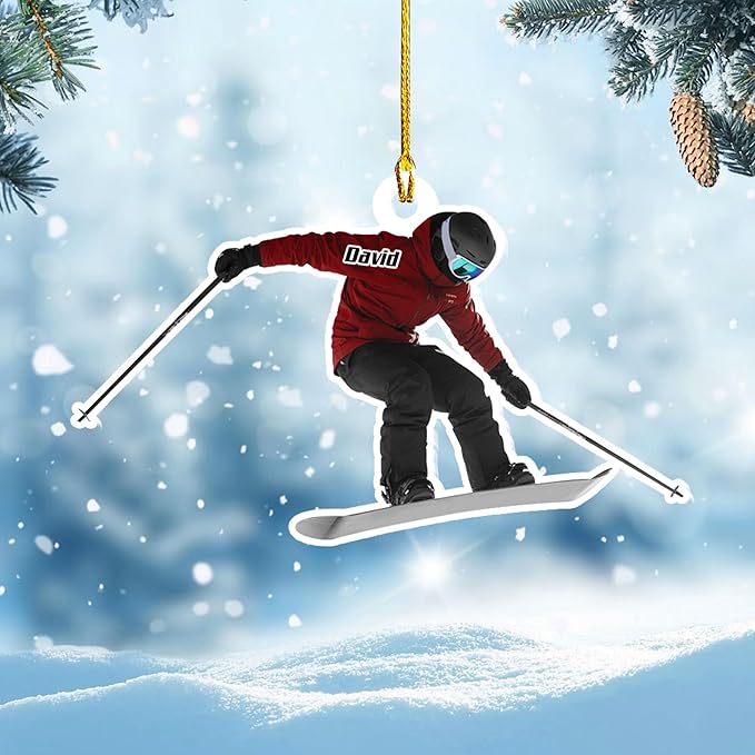 Personalized Snow Skiing Ornament, Custom Colored Skiing Mask Shape Ornament NO3