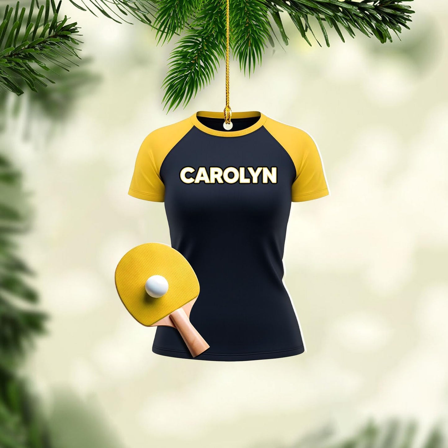 Personalized Ping Pong Christmas Ornament – Custom Name Acrylic 2D Flat Table Tennis Ornament, Holiday Decoration, Gift for Table Tennis Players TT3