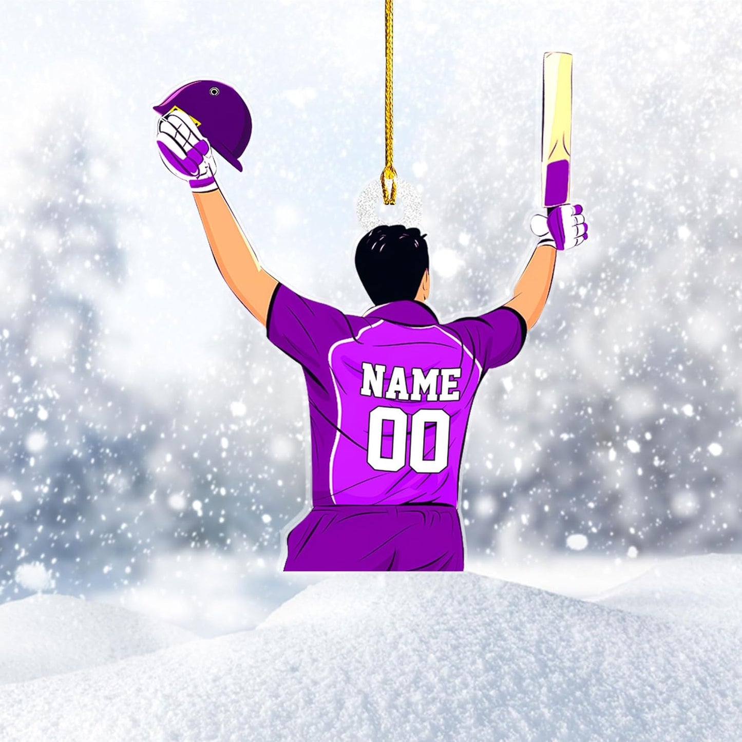 Personalized Cricket Christmas Ornament 2025, Custom Cricket Bat Ornament NO4