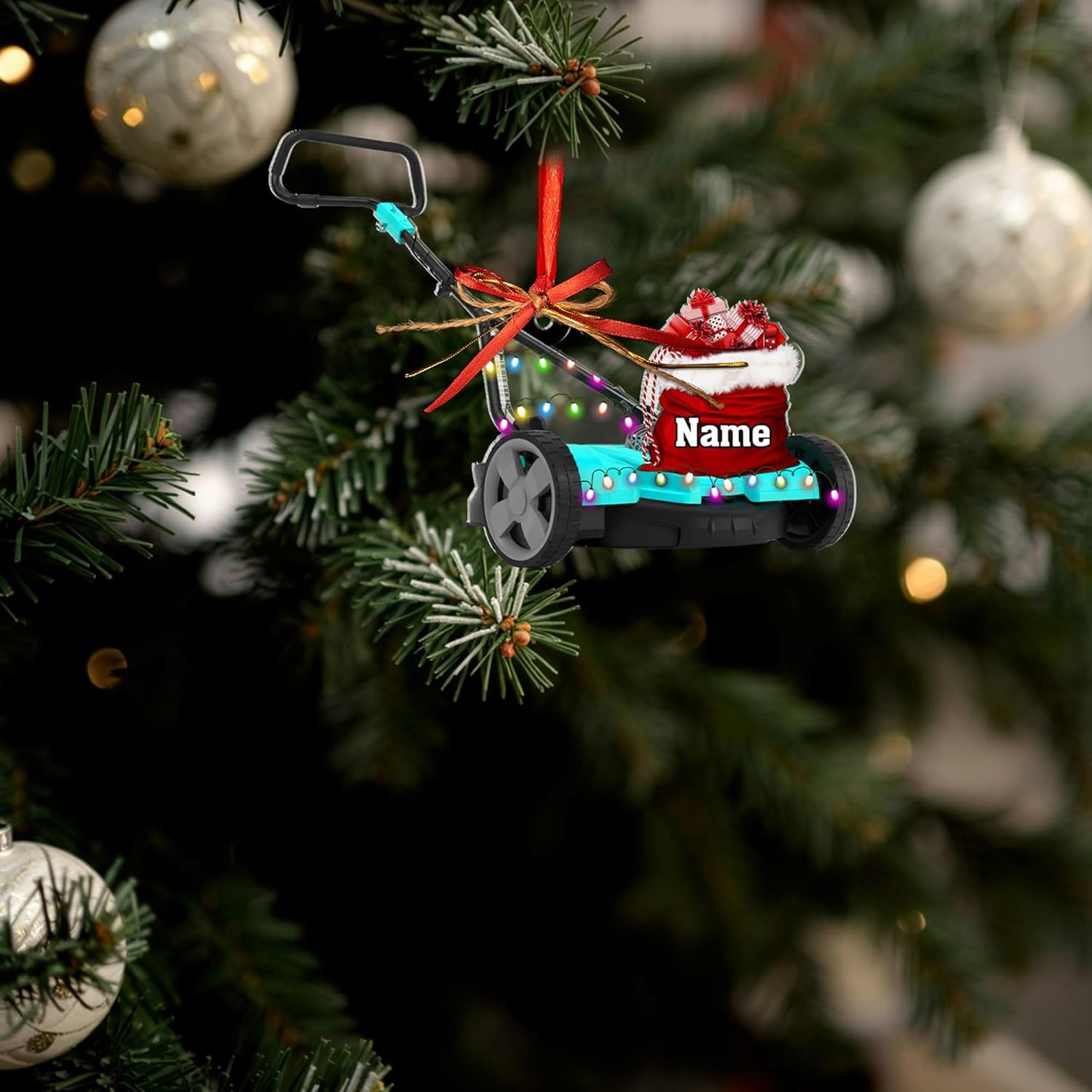 Personalized Lawn Mower Christmas Ornament | Custom Lawn Care Holiday Tree Decoration for Gardeners & Landscapers TG98