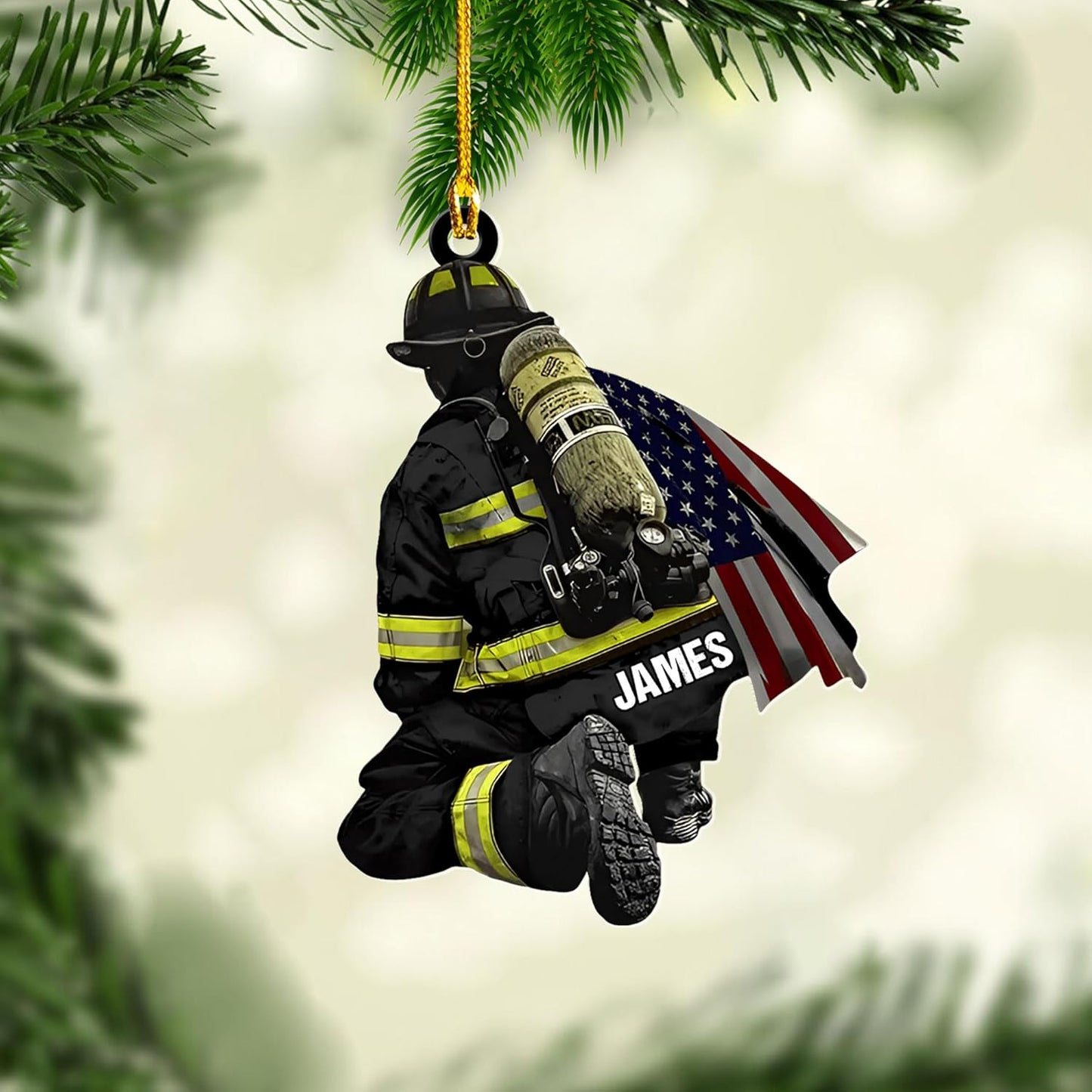 Personalized Firefighter Christmas Ornament Style 2